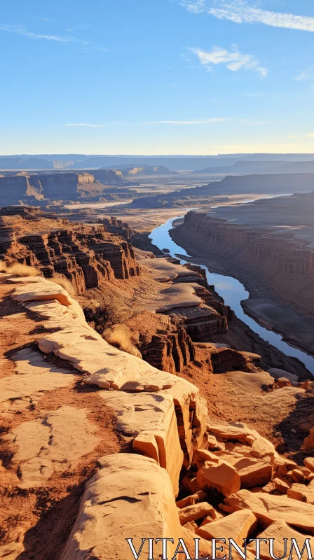 River Flowing Through Desert: Expansive Landscapes and Grandiose Architecture AI Image