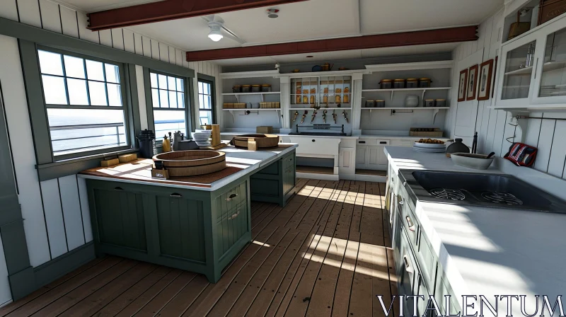 AI ART Vintage Kitchen on a Ship: A Captivating Snapshot of Nostalgia