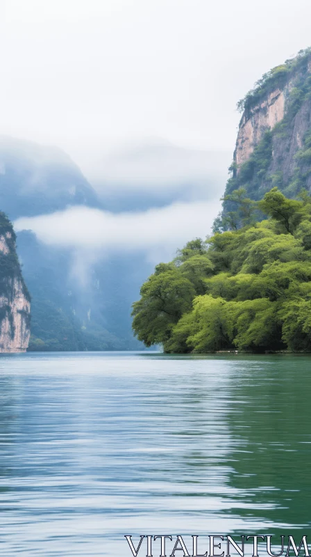 Captivating Lake in China: A Serene Masterpiece of Nature AI Image