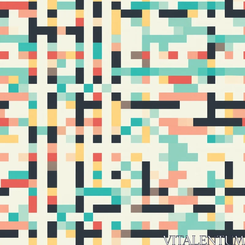 Pixel Geometric Pattern for Website Background or Print AI Image