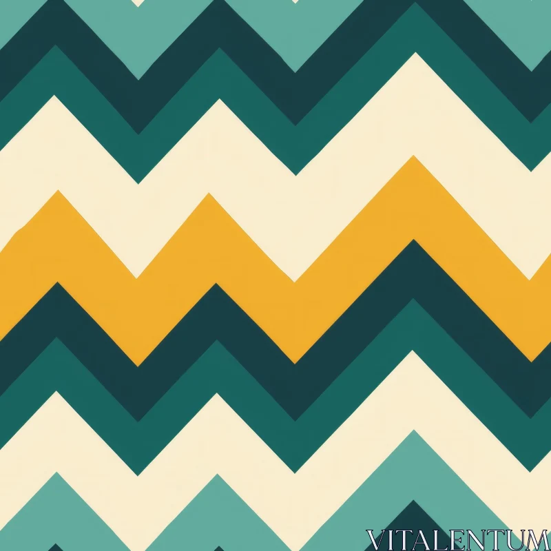 Retro Geometric Chevrons Seamless Pattern in Teal AI Image