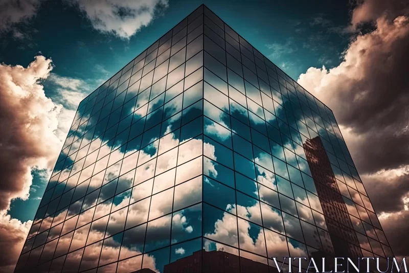 Surreal Reflections: Sky and Clouds Reflected in Glass AI Image