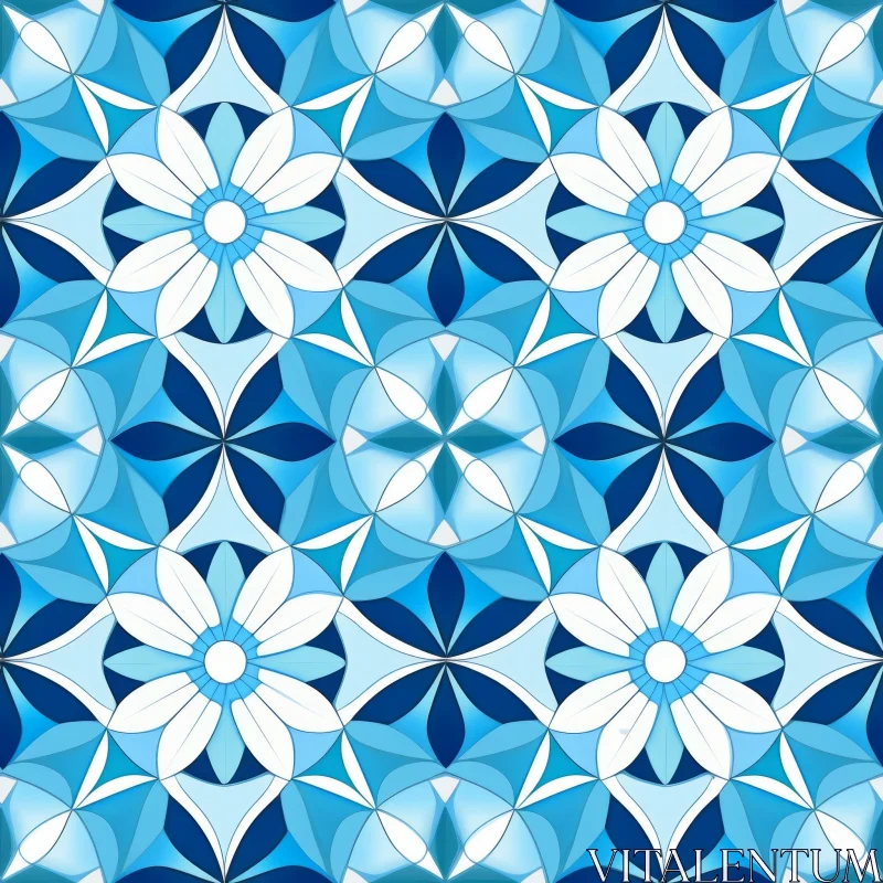 Blue and White Moroccan Tiles Pattern AI Image