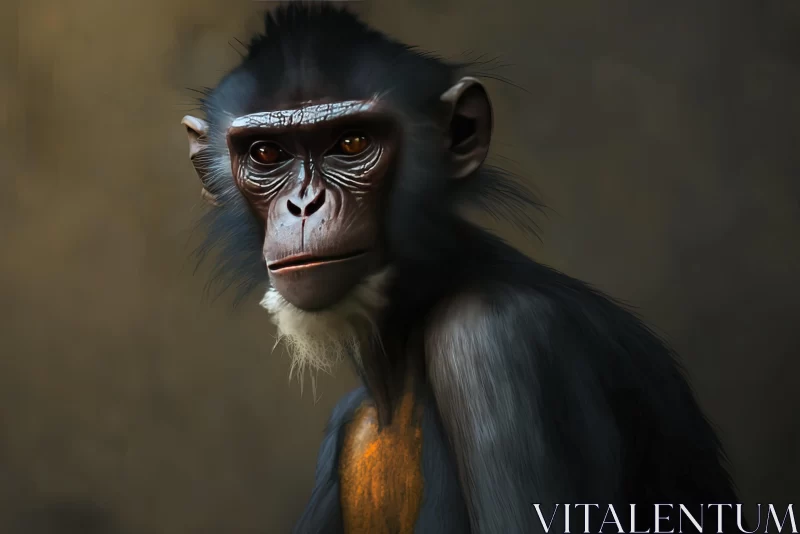 Captivating Chimpanzee Portrait on Brown Background AI Image