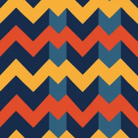 Retro Geometric Chevrons Seamless Pattern in Orange, Red, Blue, and Yellow