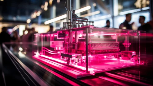 3D Printer Printing Circuit Board in Pink Lighting