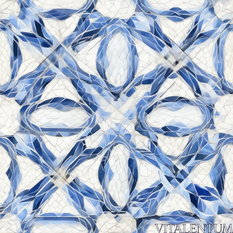AI ART Blue and White Mosaic Tile Pattern - Symmetry and Balance