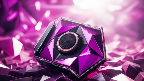 Futuristic 3D Geometric Speaker - Glossy Purple Finish