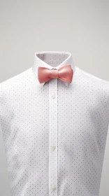 Stylish White Cotton Shirt with Pink Bow Tie