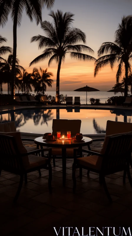 Tranquil Dining Set at Resort | Backlit Photography AI Image