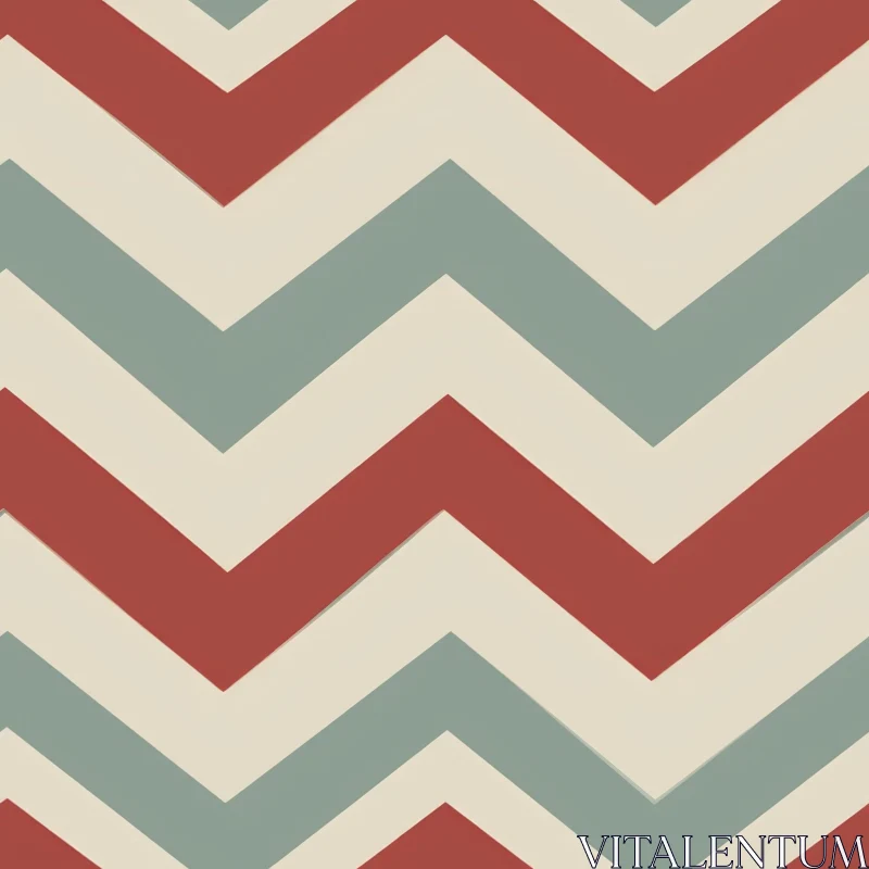Chevron Pattern in Red, Green, and Cream AI Image