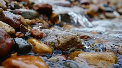 Close-up of Colorful Pebbles in Mountain Stream