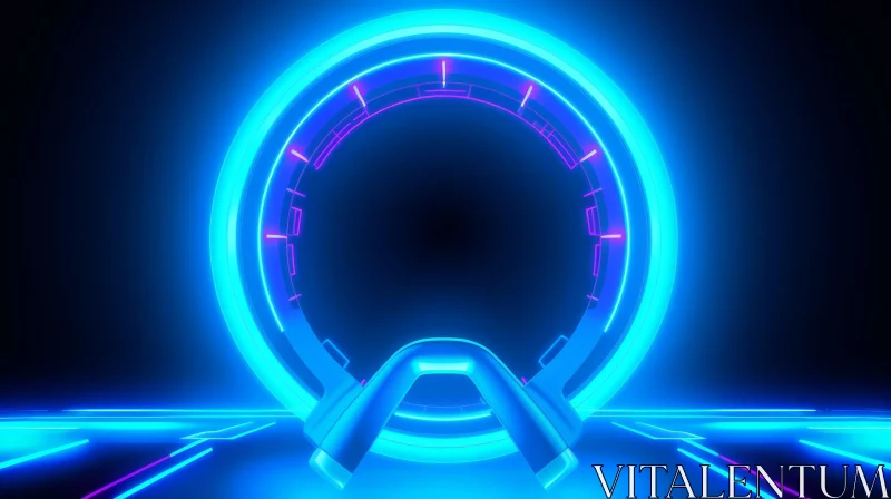 Futuristic Neon Glowing Arch in 3D Rendering AI Image