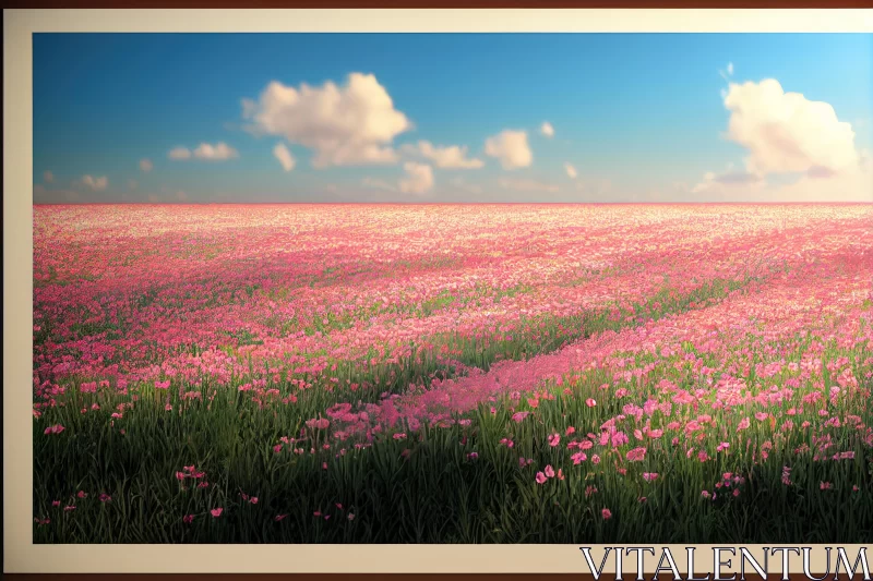 Pink Field and Sky: A Captivating Nature Photo AI Image