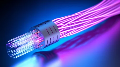 Fiber Optic Cable 3D Illustration | Glowing Pink Data Transfer