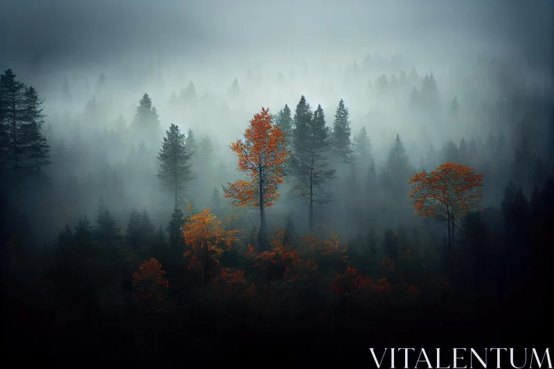 Misty Autumn Forest: Serene and Poetic Atmosphere AI Image