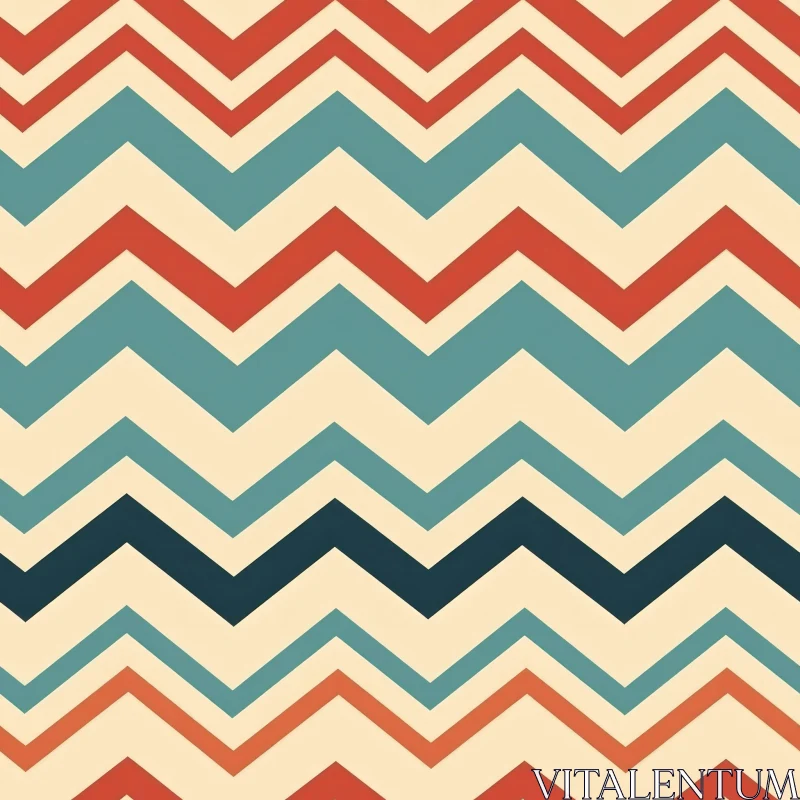 Retro 70s Chevrons Pattern on Cream Background AI Image