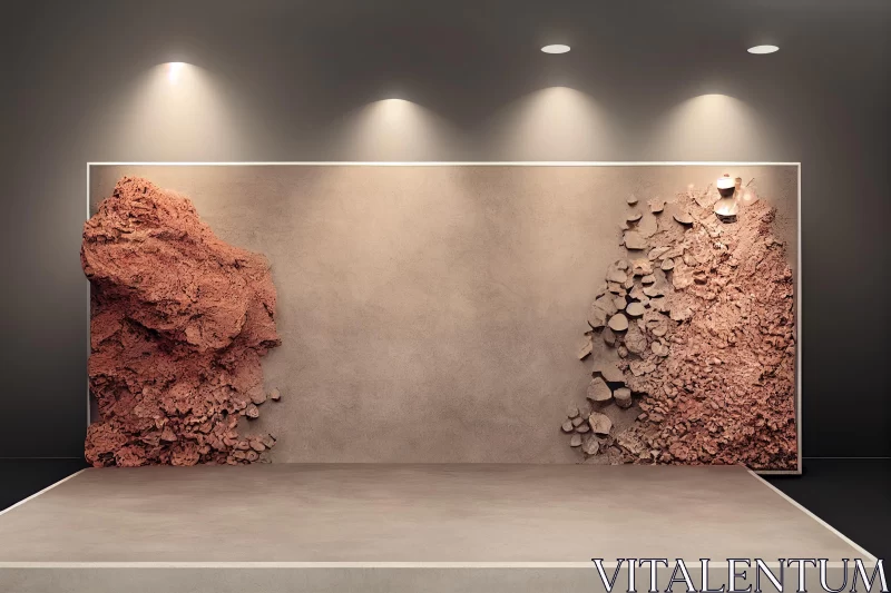 Terracotta Minimalist Abstraction: 3D Stage Image with Rocks AI Image