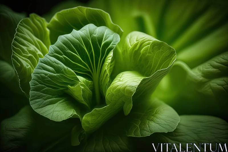 Captivating Close-Up Shot of Green Cabbage with Dark Background AI Image
