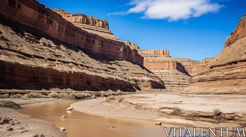 Captivating River and Canyon Landscape - A Breathtaking Vision of Nature AI Image