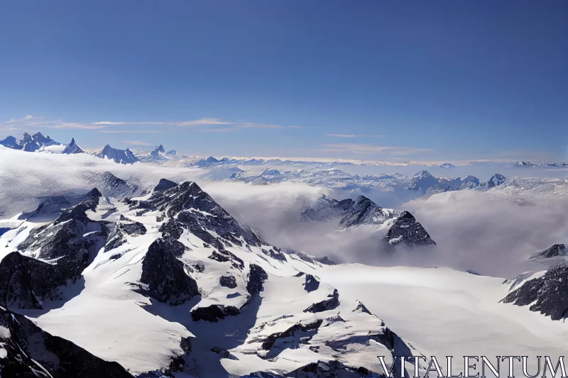 Captivating Snow Capped Mountains: A Tranquil and Breathtaking View AI Image