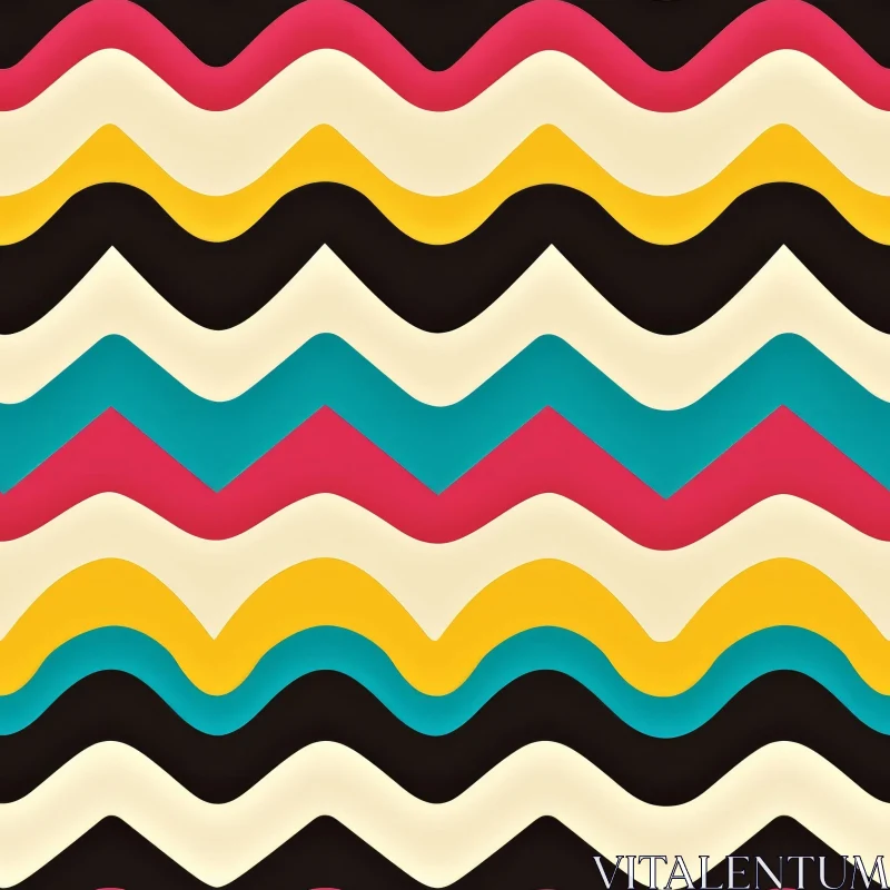 Colorful Waves Seamless Pattern - Retro Design AI Image