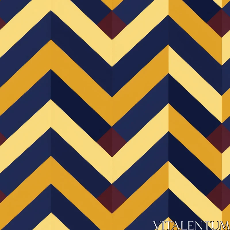 Dark Blue Geometric Pattern with Yellow and Red Chevrons AI Image