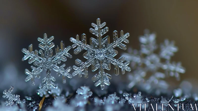 Delicate and Symmetrical Snowflake Close-Up | Winter Nature Photography AI Image