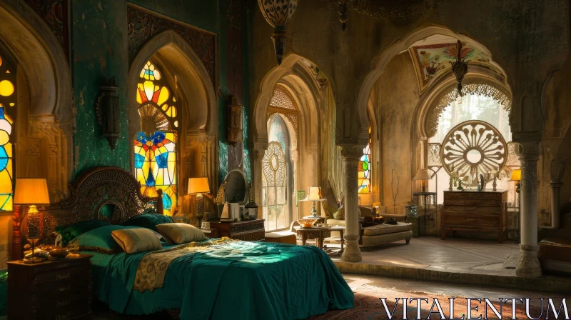 Luxurious Bedroom in a Palace | Opulent Moorish Style Decor AI Image