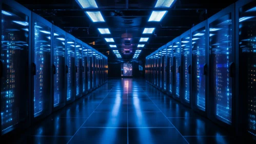 Sophisticated Data Center in Dark Room