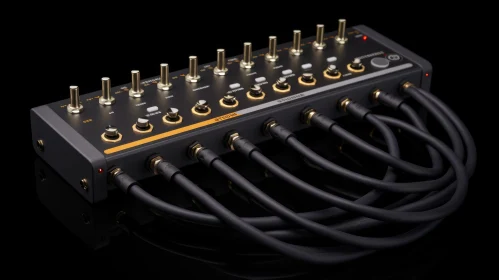 Advanced Black Audio Switcher with Buttons and Cables