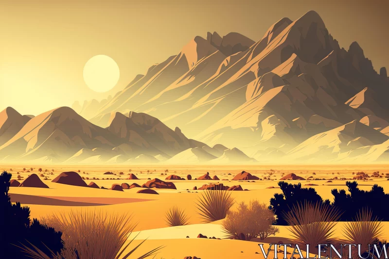 Captivating Desert and Mountain Landscapes | Vector Illustration AI Image
