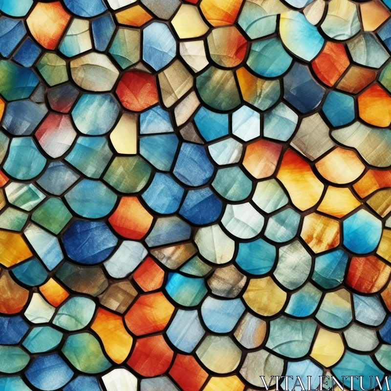 Colorful Stained Glass Mosaic Pattern AI Image