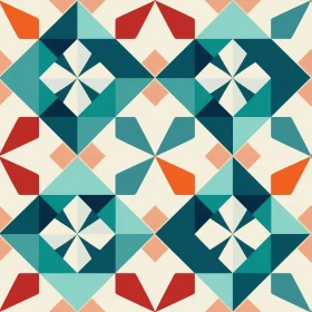 Moroccan-Inspired Geometric Pattern in Blue, Green, and Orange