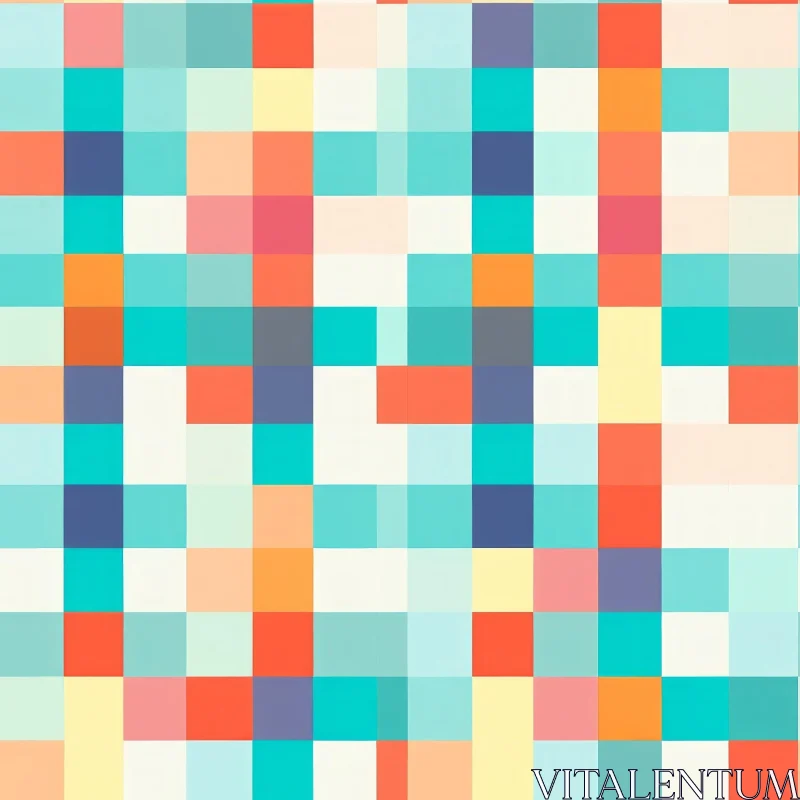 AI ART Pixelated Retro Blue Pattern - Symmetrical Design