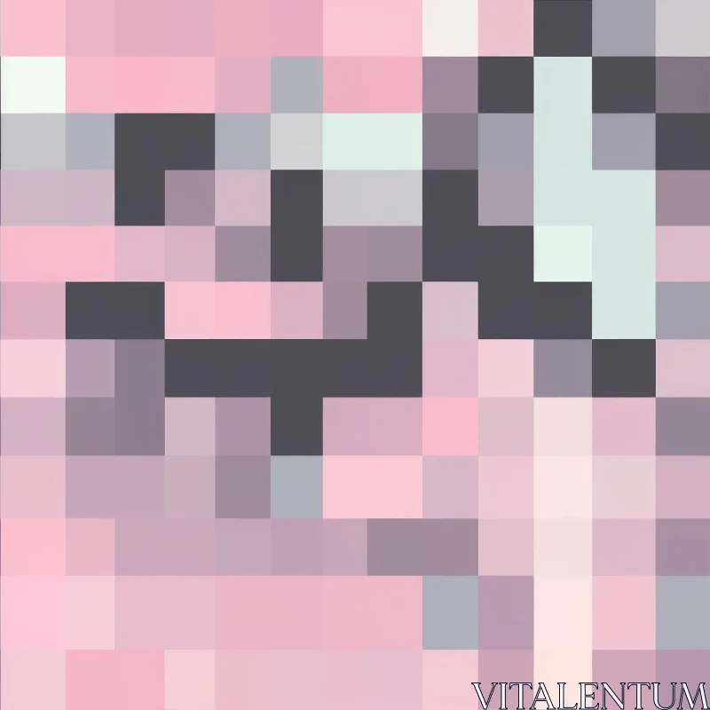 Soft Pink Gray White Pixelated Mosaic AI Image