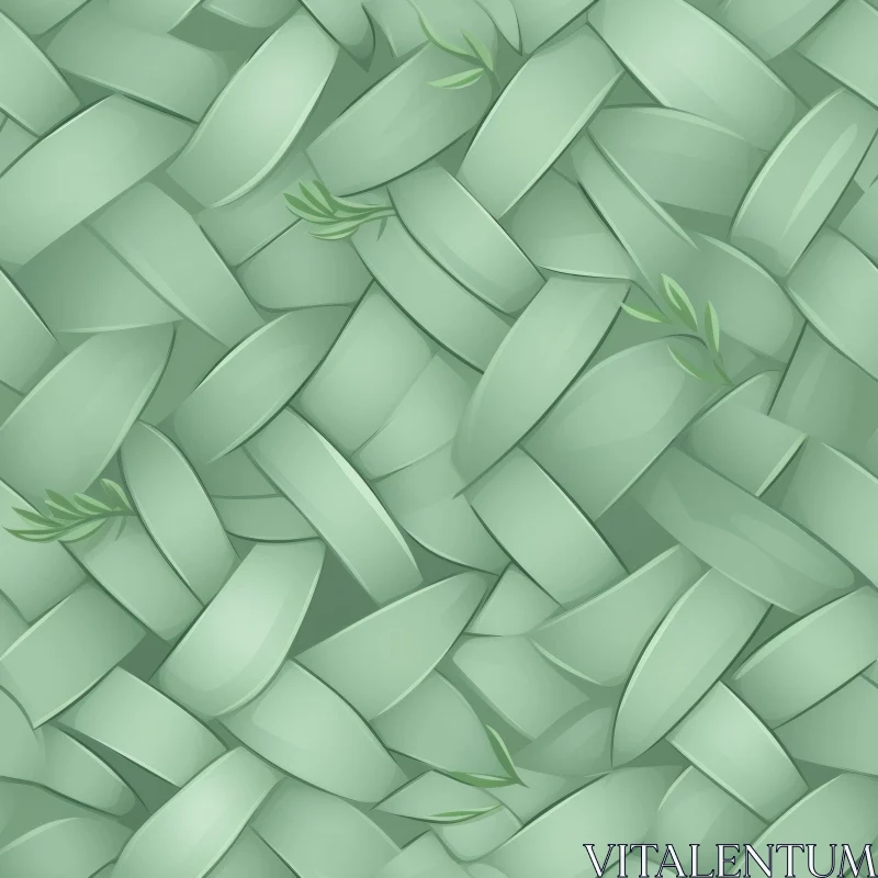 Green Wicker Basket Texture Pattern AI Image