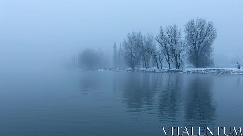 AI ART Serene Winter River Scene | Calm Reflections