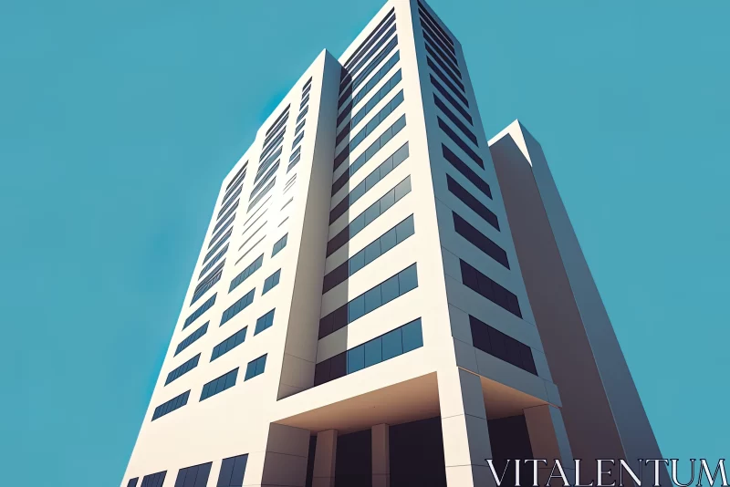 Sleek and Stylized 3D Building with Blue Sky and White | Urban Landscapes AI Image