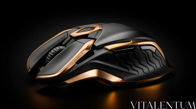 Sleek Black and Gold Gaming Mouse - Ergonomic Design AI Image