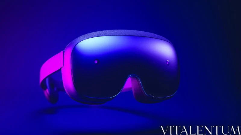 Virtual Reality Headset in Blue and Pink Neon Lighting AI Image