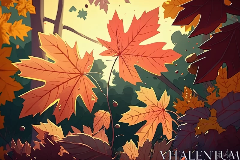 Captivating Autumn Landscape Illustration with Vibrant Colors AI Image