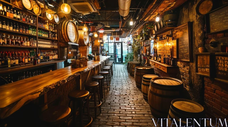 Cozy and Rustic Bar with Whiskey and Wooden Decor AI Image