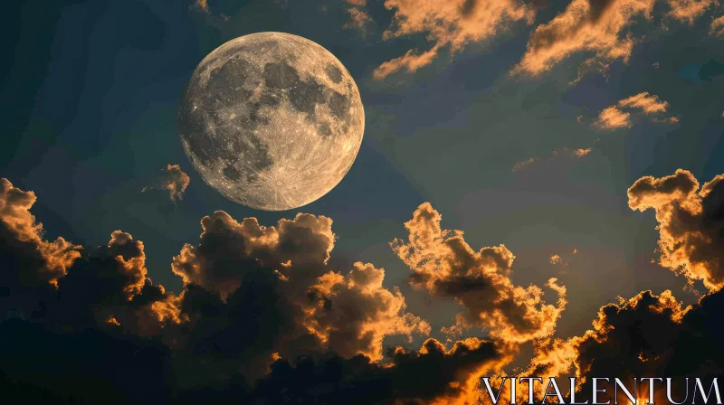 Full Moon Rising in the Night Sky - A Captivating Image AI Image