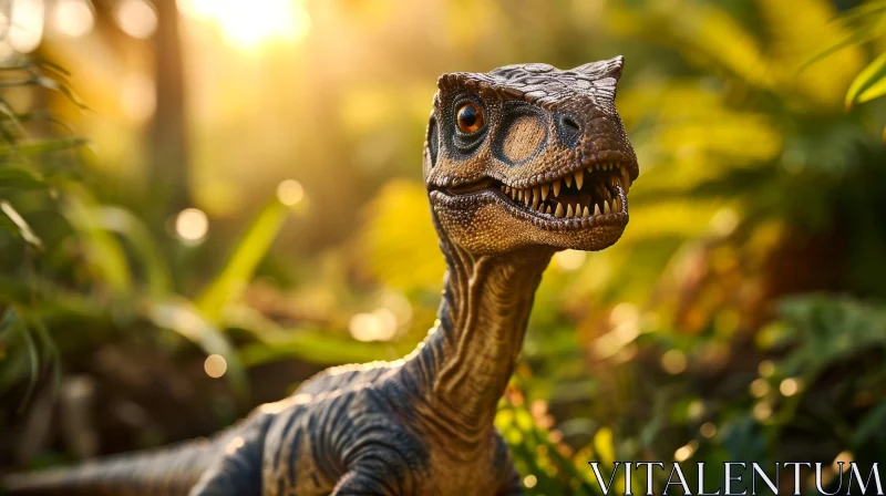 Majestic Velociraptor in a Natural Setting AI Image