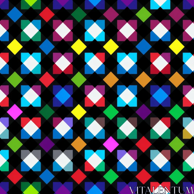 Dark Geometric Pattern with Multicolored Squares AI Image