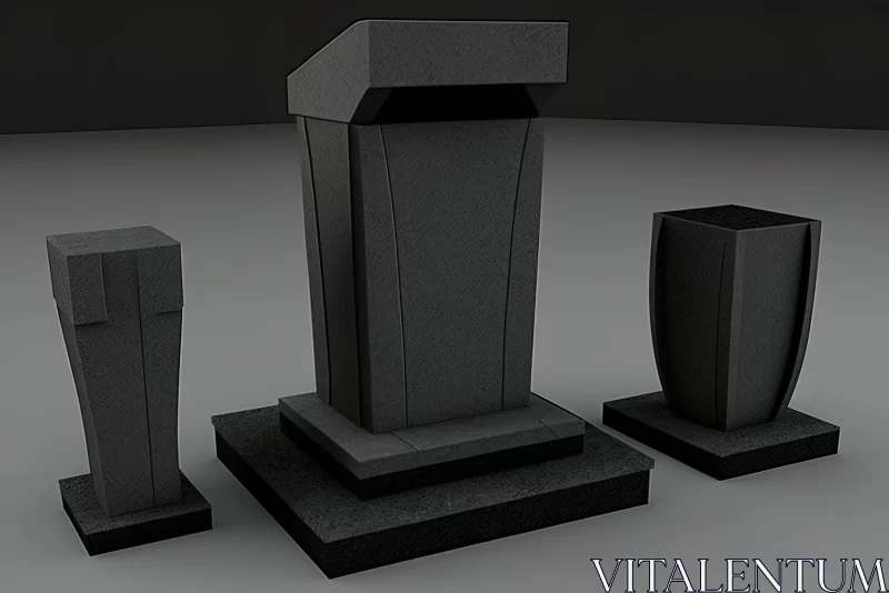 Dark Gray and Black Podiums: A Monumental Expression AI Image