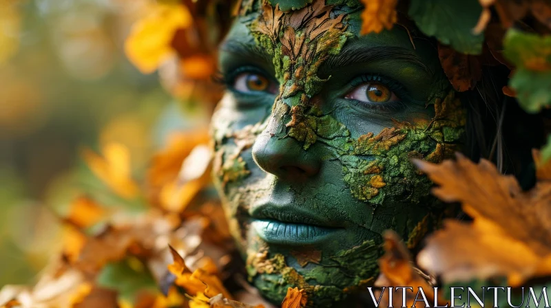 Enchanting Woman in Nature: A Close-Up Portrait AI Image