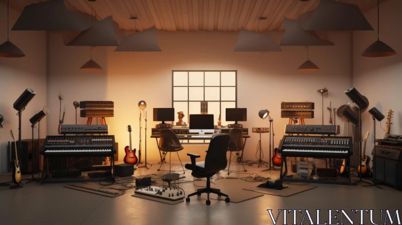 Professional Music Studio with Electronic Instruments AI Image