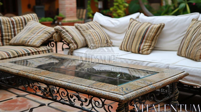 Stylish Outdoor Furniture Set for Elegant Outdoor Dining AI Image